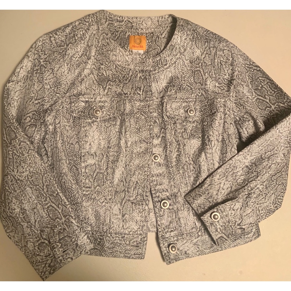 NWOT Ruby Rd. Gray/White Shimmer Crop Jacket Size 6
